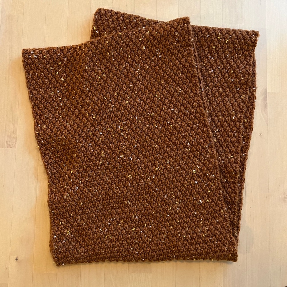 Orange LLBean knit infinity scarf